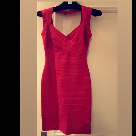 Herve Leger Dress Lipstick Red Size S - Picture 1 of 3